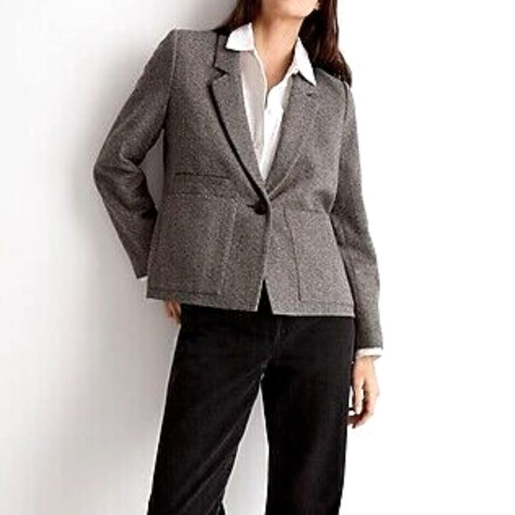 UNWORN.Madewell Gray Crop Dorset Wool Blend Blazer. M